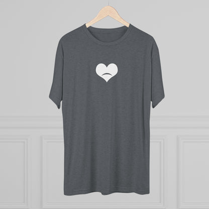-HEART FROWN WHITE- Unisex Tri-Blend Crew Tee