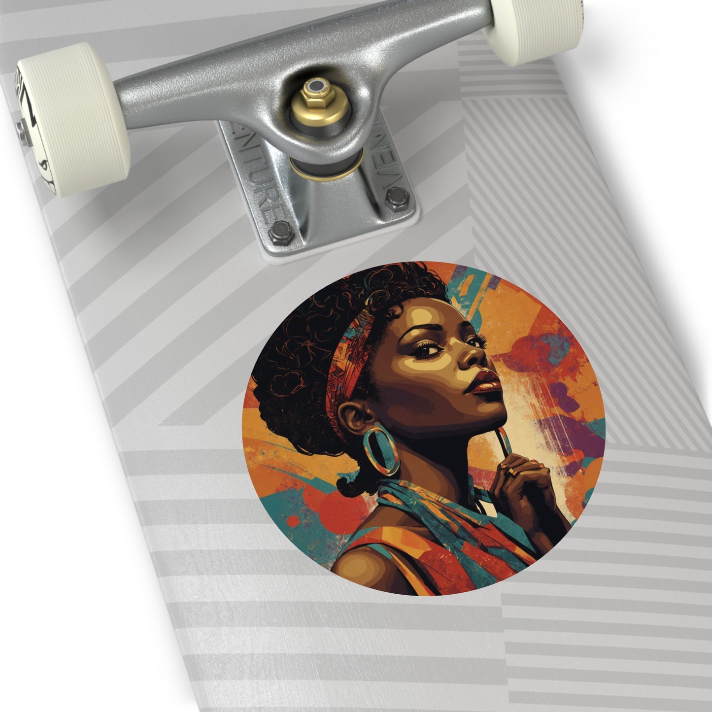 CHIC - Retro Pop Art Woman Round Vinyl Sticker — 5