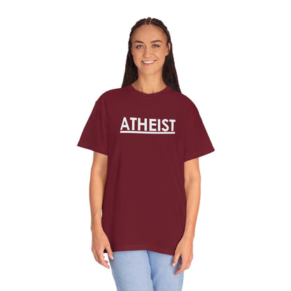 ATHEIST (white logo) - Unisex Garment-Dyed T-shirt