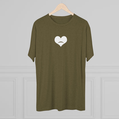 -HEART FROWN WHITE- Unisex Tri-Blend Crew Tee
