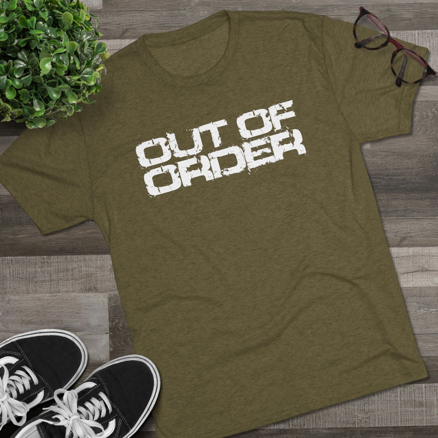 OUT OF ORDER - WHITE - Unisex Tri-Blend Crew Tee