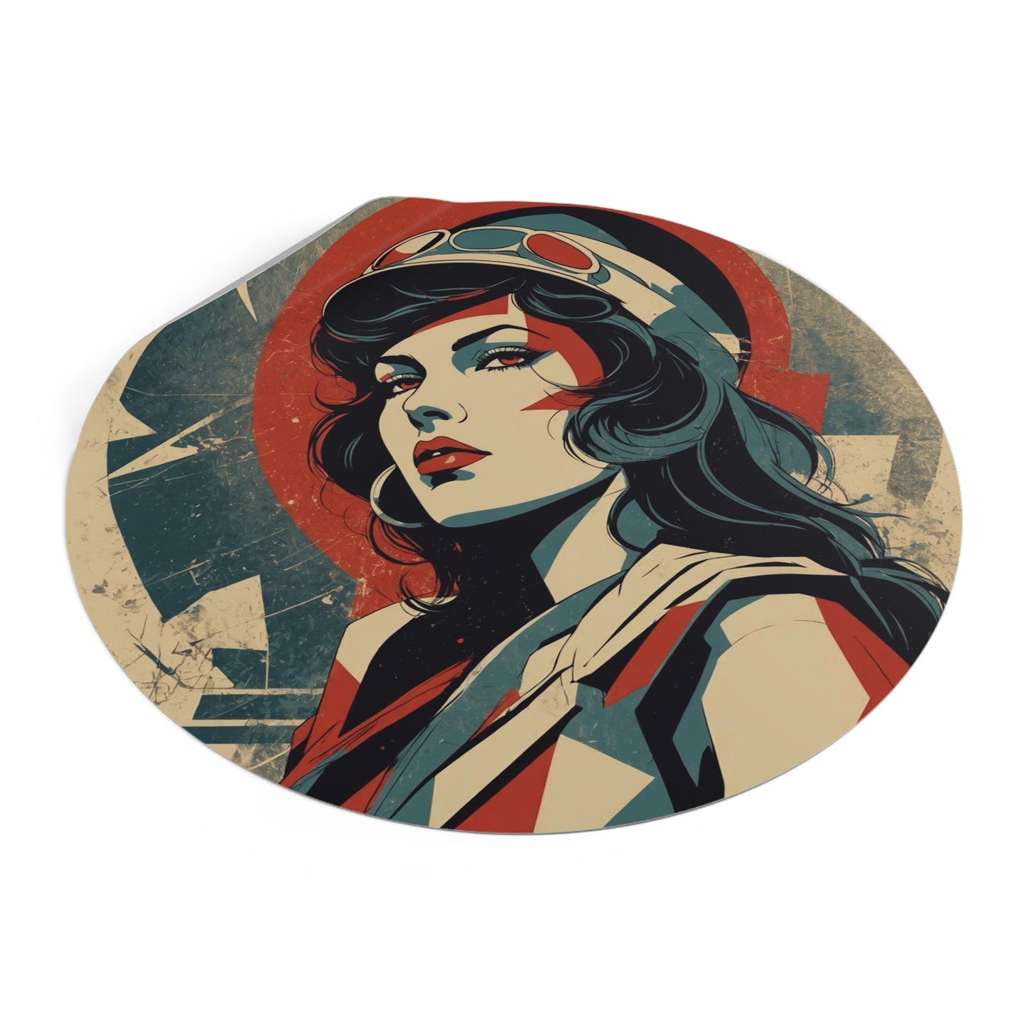 CHIC - Retro Pop Art Woman Round Vinyl Sticker — 14