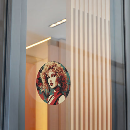CHIC - Retro Pop Art Woman Round Vinyl Sticker — 3