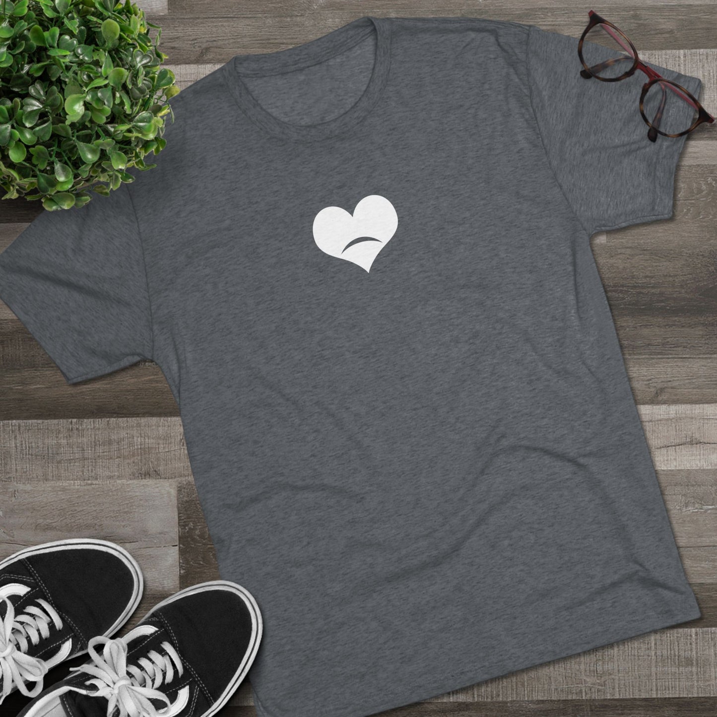-HEART FROWN WHITE- Unisex Tri-Blend Crew Tee